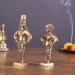 Pure Brass Vitthal Rukmini (Pandurangan Ruckhmai) Pair | 7" x 3" x 1.5" (17.8 x 7.6 x 3.8 cm) | 1.25 kg Sacred Art | Divine Couple